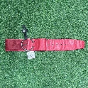Red Wide Belt with Silver Buckle